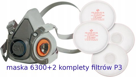 Maska 3M przeciw pyłom i wirusom 2 kpl. filtrów P3 Maska 3M przeciw pyłom i wirusom 2 kpl. filtrów P3