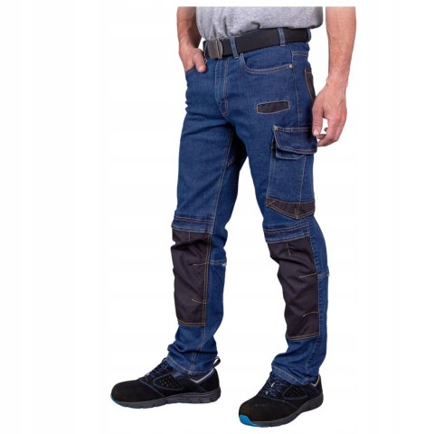 Spodnie jeans robocze do pasa dżinsowe granatowe elastyczne r.58