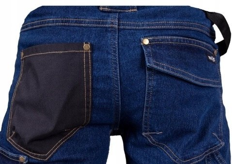 Spodnie jeans robocze do pasa dżinsowe granatowe elastyczne r.58