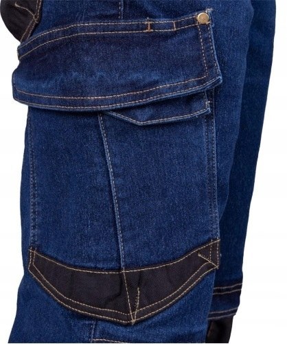 Spodnie jeans robocze do pasa dżinsowe granatowe elastyczne r.58