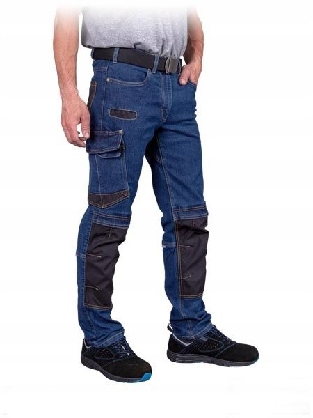 Spodnie jeans robocze do pasa dżinsowe granatowe elastyczne r.58