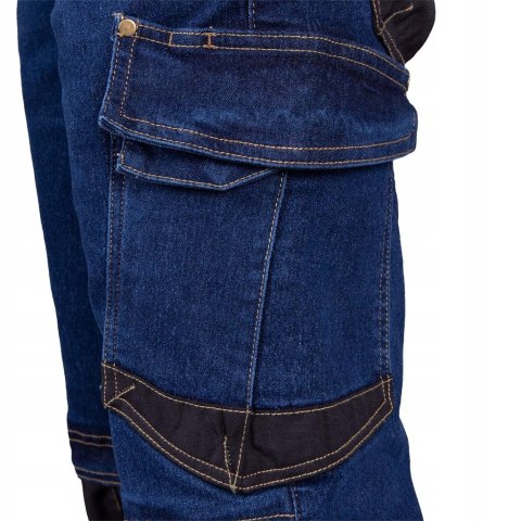 Spodnie jeans robocze do pasa dżinsowe granatowe elastyczne r.58